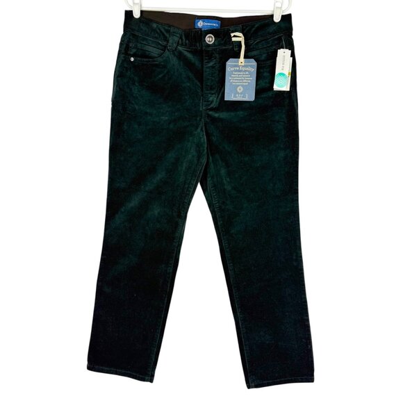 NWT Democracy Women's Natalie Ab Solution Straight Dark Green Corduroy Pants 14P - Picture 1 of 10